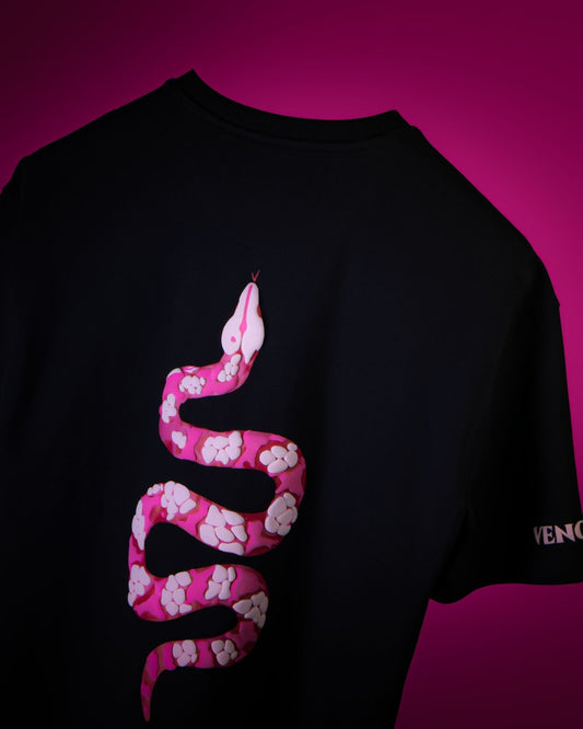 Blush Serpent Tee (Black) | Premium Streetwear by White Kiwi