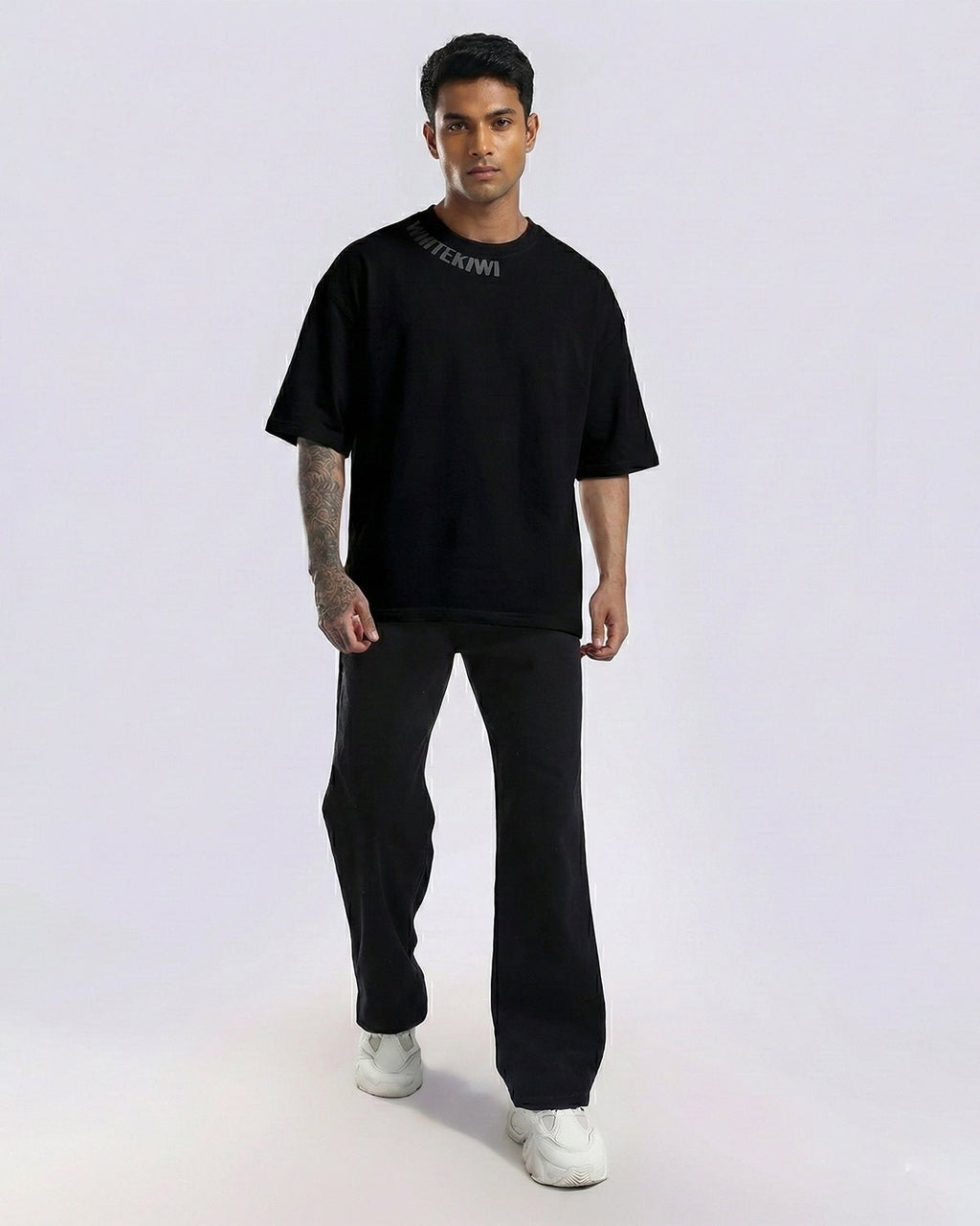 Classic Neck Tee (Black) | Premium Streetwear by White Kiwi