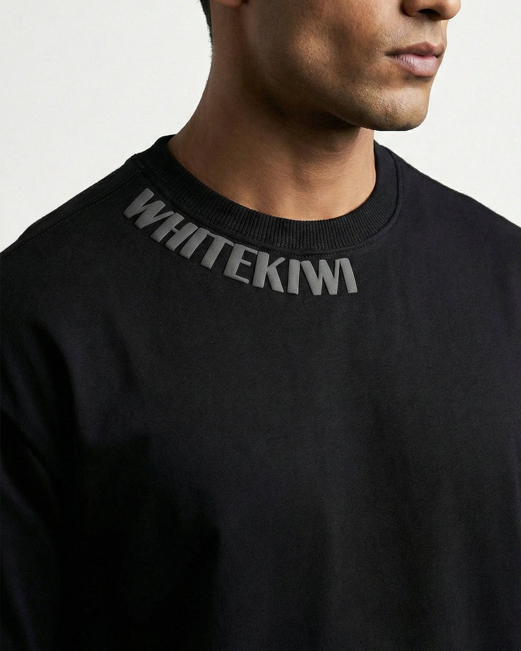 Classic Neck Tee (Black) | Premium Streetwear by White Kiwi