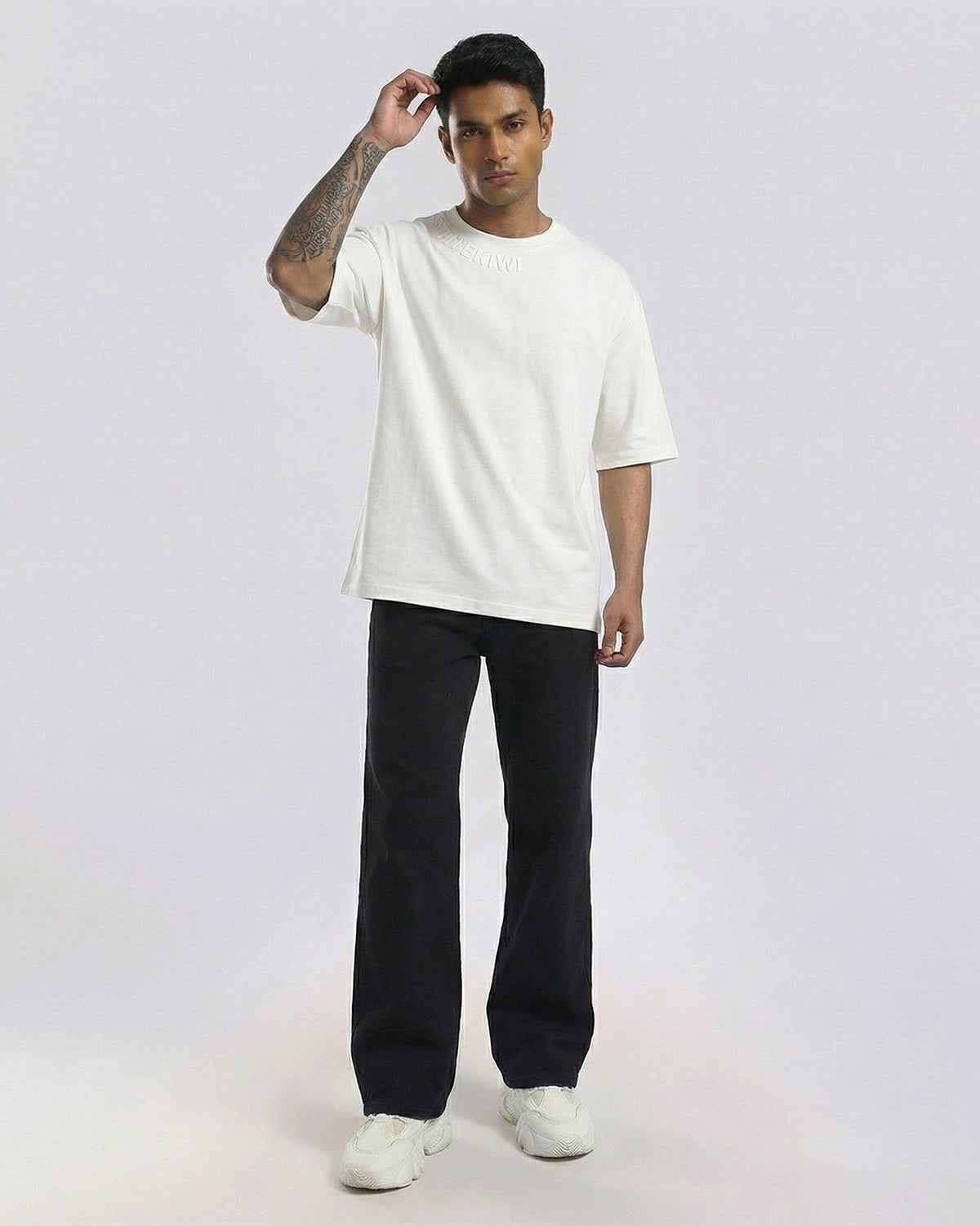 Classic Neck Tee (Off White) | Premium Streetwear by White Kiwi