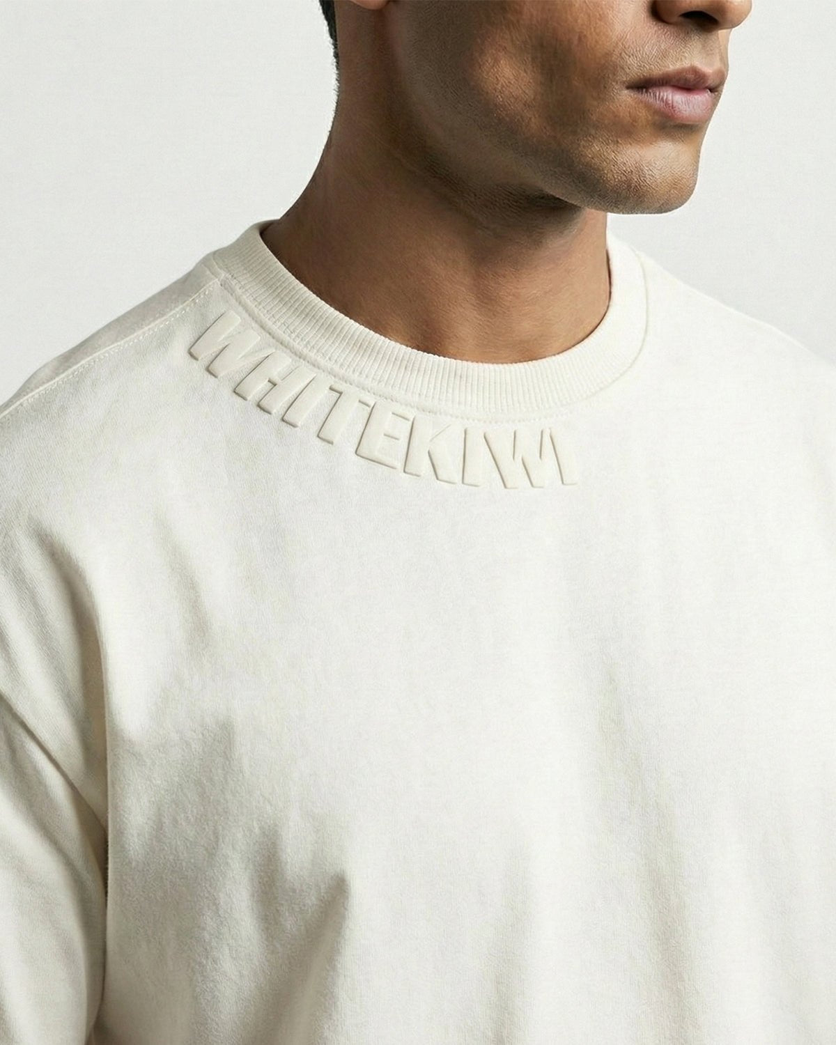 Classic Neck Tee (Off White) | Premium Streetwear by White Kiwi