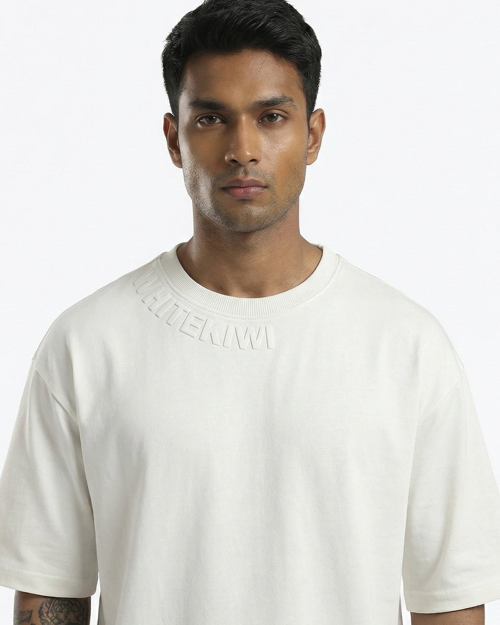 Classic Neck Tee (Off White) | Premium Streetwear by White Kiwi
