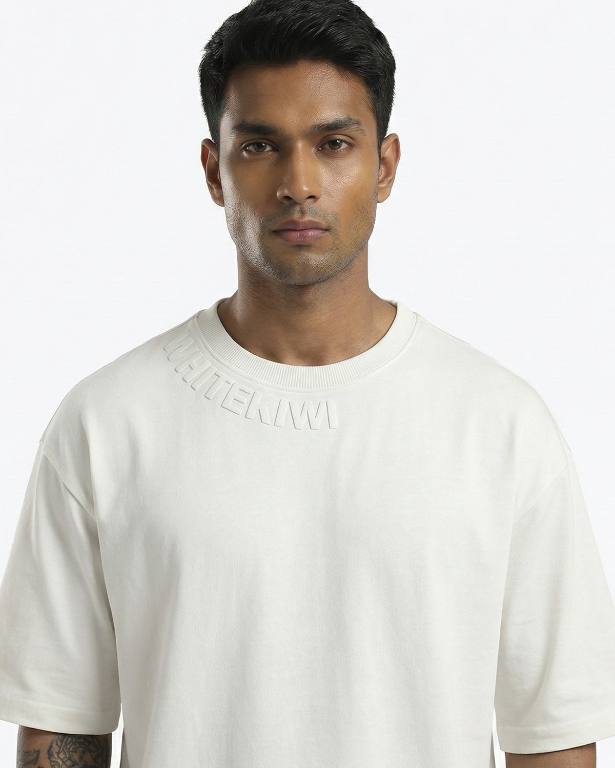 Classic Neck Tee (Off White) | Premium Streetwear by White Kiwi