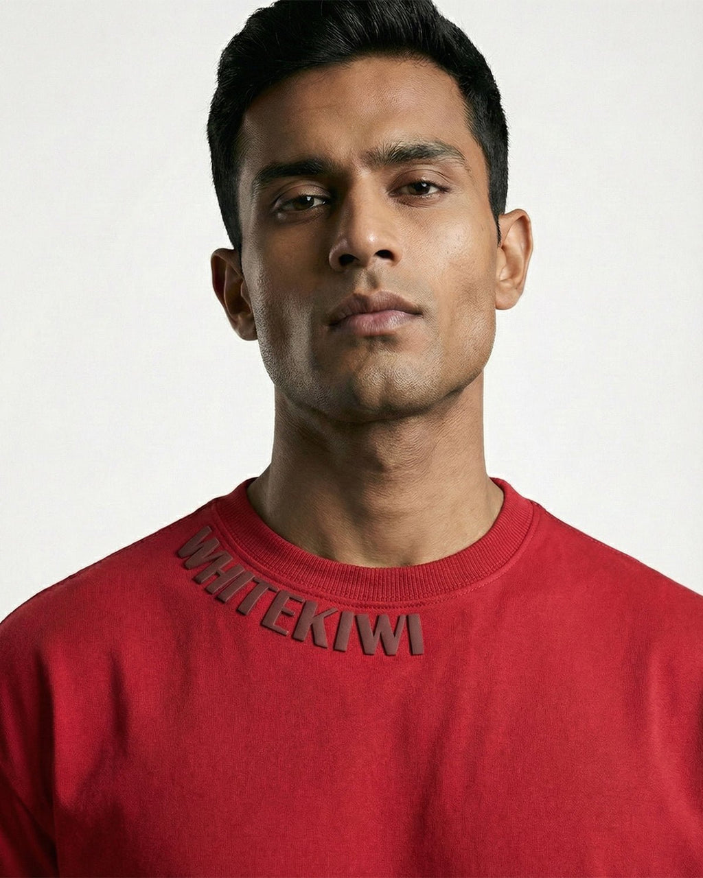Classic Neck Tee (Red) | Premium Streetwear by White Kiwi