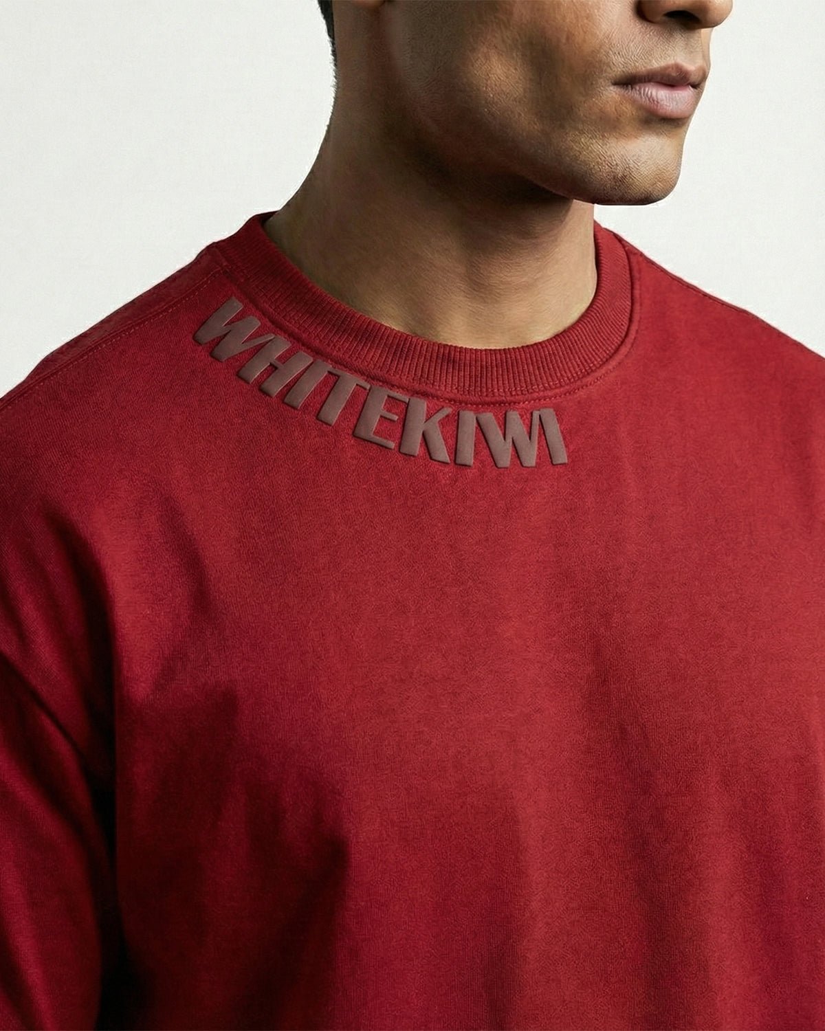 Classic Neck Tee (Red) | Premium Streetwear by White Kiwi